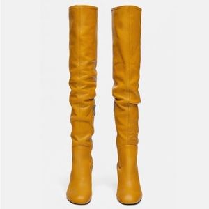 ZARA KNEE HIGH LEATHER BOOTS 7